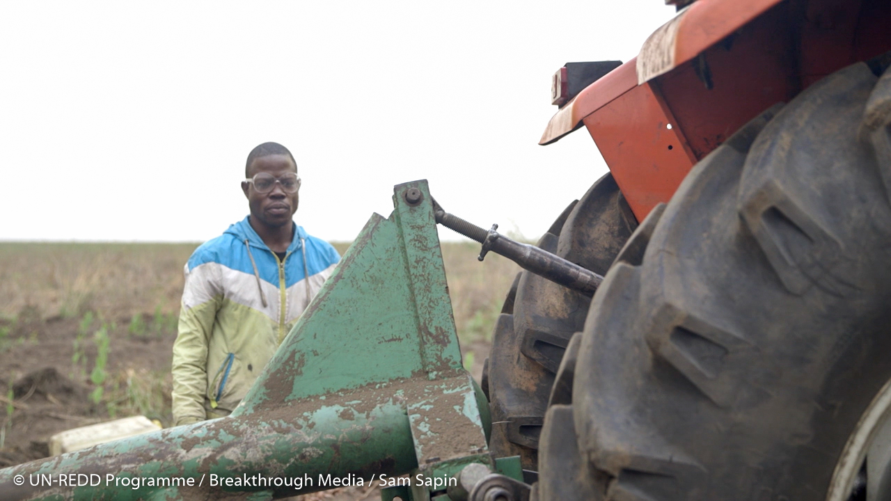 Men working with tractor